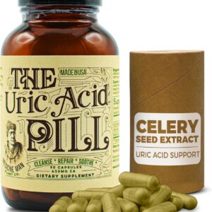 The Uric Acid Pill 90 Capsules - Uric Acid Supplement with Tart Cherry Extract, Celery Seeds, and Burdock Root - Uric Acid Support Supplement containing Non-GMO and Herbal Ingredients