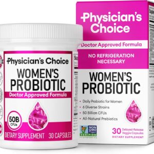 Physician's Choice Probiotics for Women - PH Balance, Digestive, UT, & Feminine Health - 50 Billion CFU - 6 Unique Strains for Women - Organic Prebiotics, Cranberry Extract+ - Women Probiotic - 30 CT