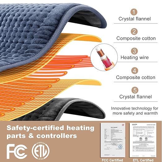 Heating Pad for Back Pain Relief, Extra Large 33 x 17, Portable Heating Pad for Shoulder, Neck, Cramp, Menstrual Pain, with Upgraded 6 Timer & 6 Temperature Controller - Image 3