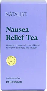 NATALIST Nausea Relief Tea Ease Pregnancy Morning Sickness Calming Plant-Based Comfort Blend for Women - Digestive Soothing Organic Ginger & Peppermint - Vegan, Gluten-Free, Caffeine-Free - 20 Bags