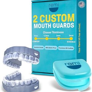 Remi (GrindGuardN) Two Mouth Guards for Grinding Teeth at Night. Dental Grade at-Home Moldable Guard Kit (Top & Bottom Set) (2 Mouth Guards for Teeth Grinding)