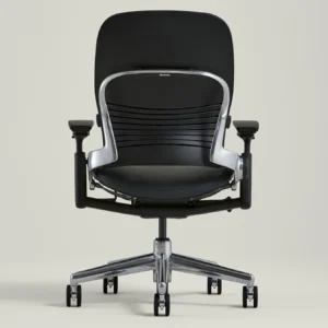 Steelcase Leap V2 ergonomic office chair shown from the side with adjustable lumbar support and armrests