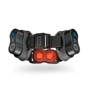 Kineon MOVE+ Pro red light therapy device with three LED and laser modules strapped around a knee