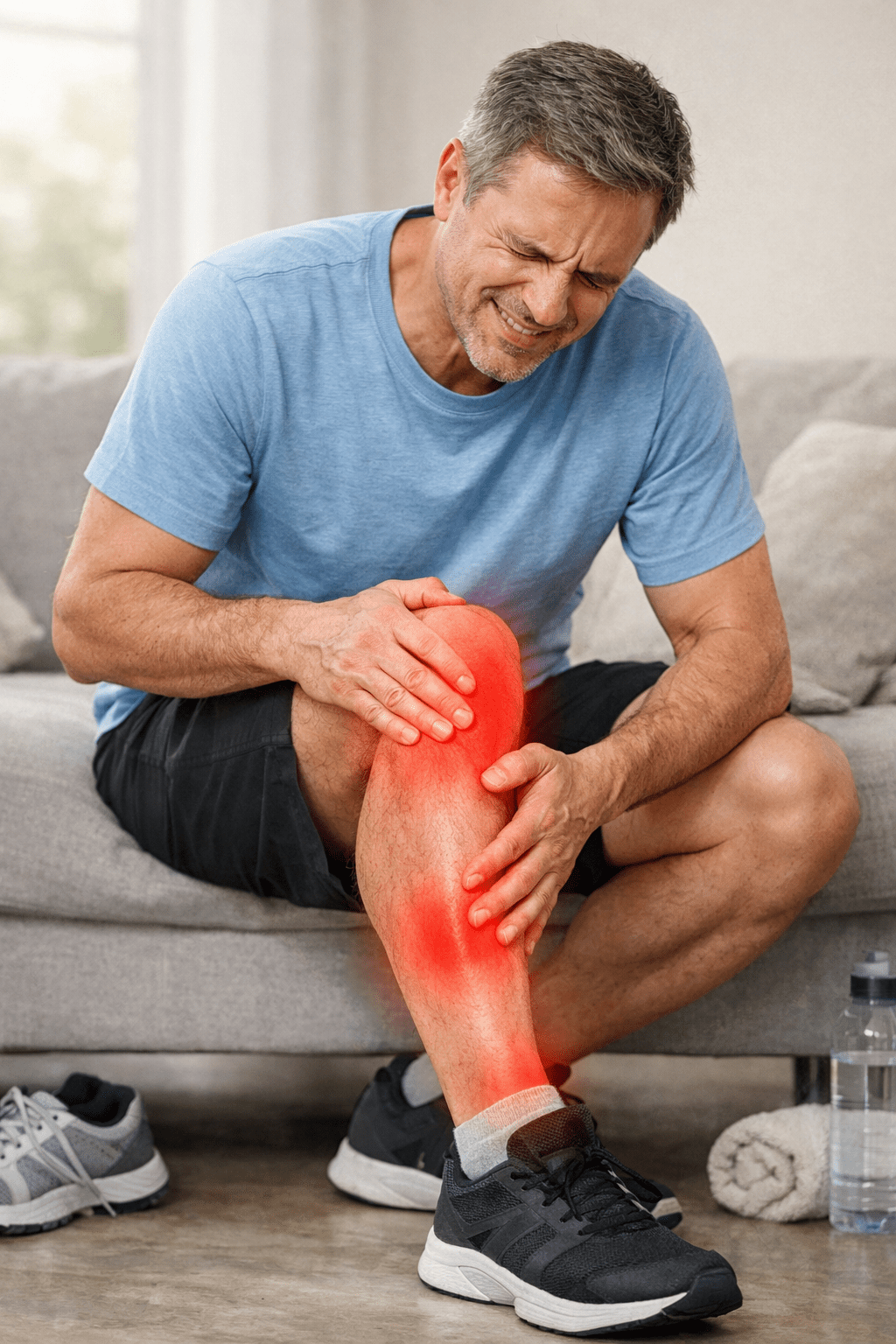 Knee, leg and shin pain illustration