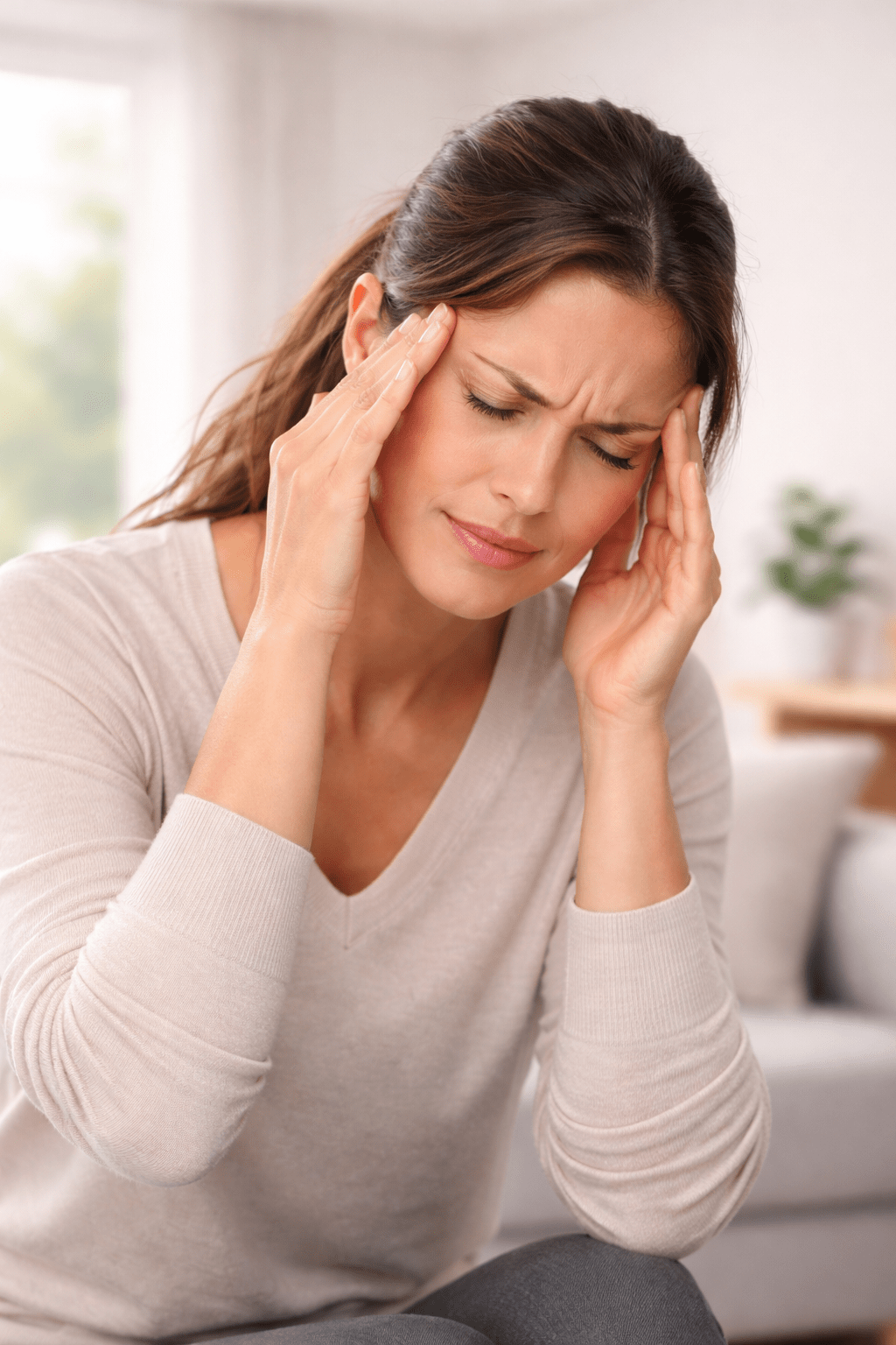 Person experiencing headache and eye pain