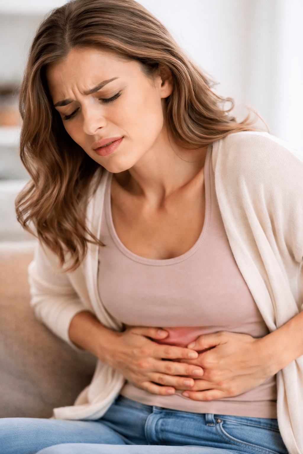Person experiencing abdominal and digestive pain