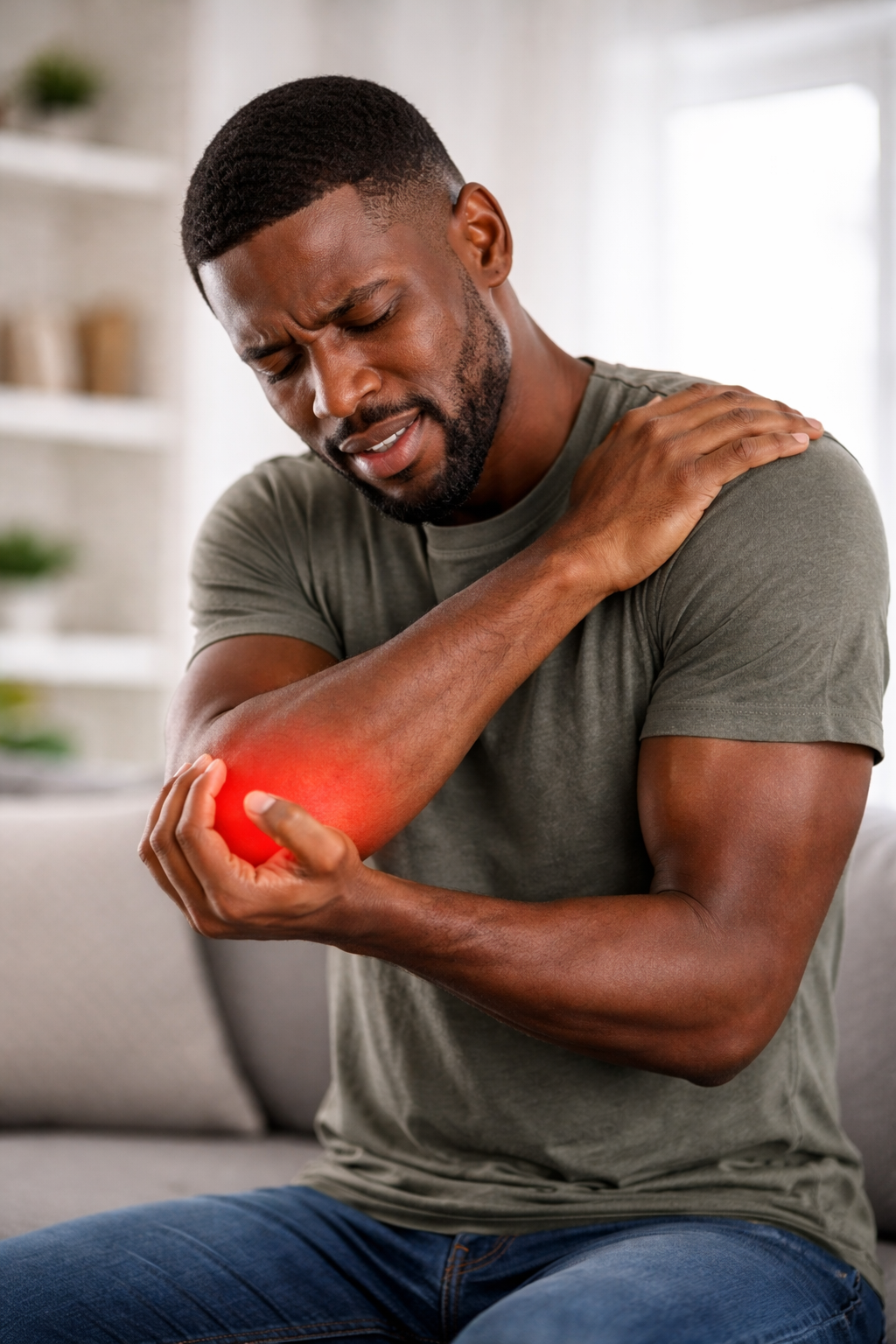 Person experiencing arm pain