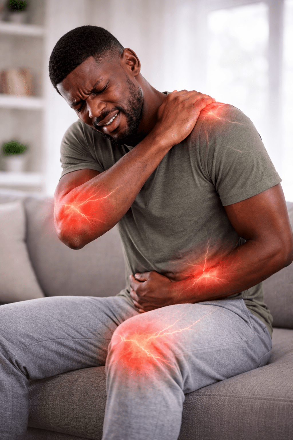 Person experiencing whole-body nerve and fibromyalgia pain