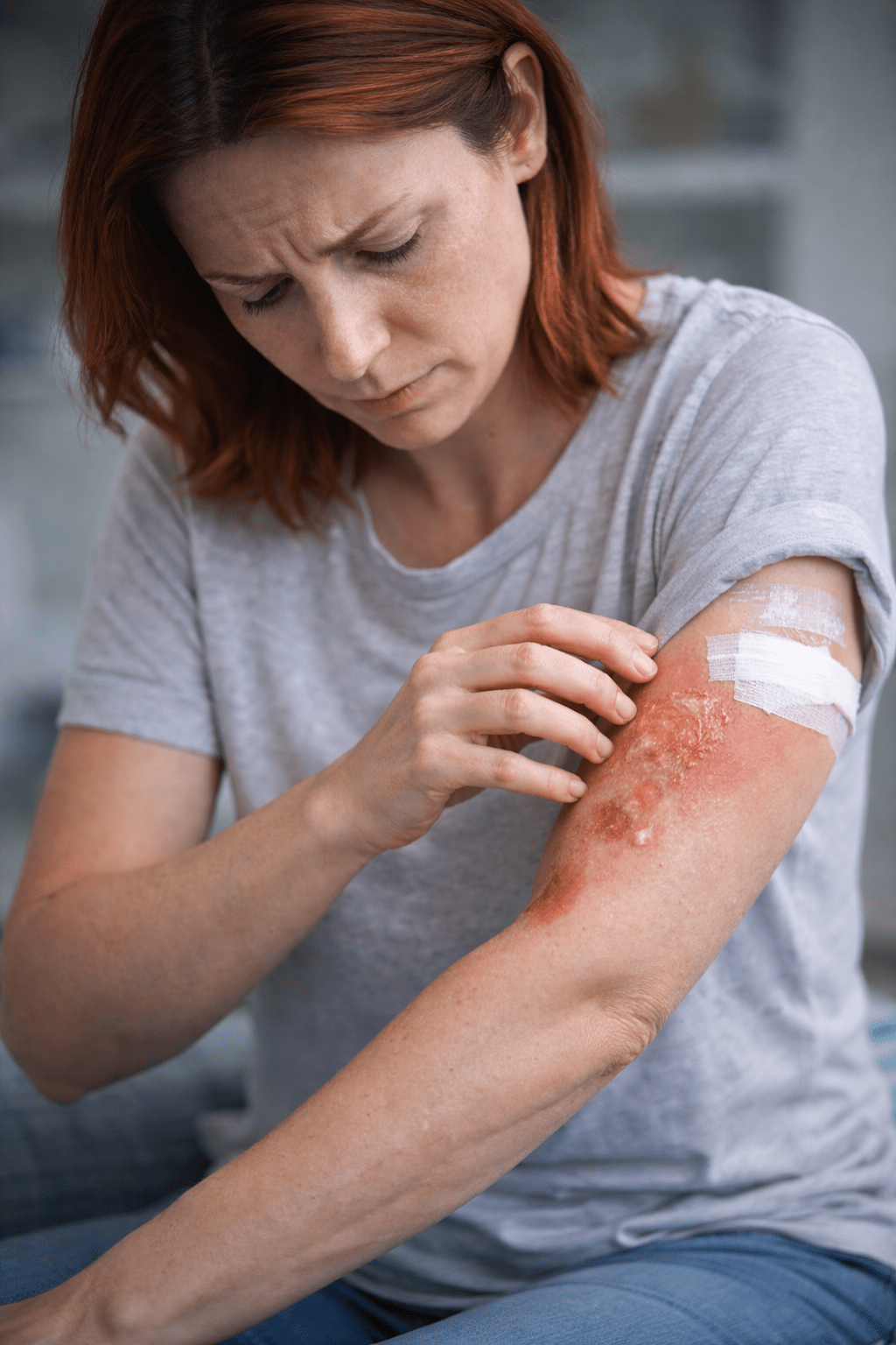 Person experiencing skin, burn, and wound-related pain