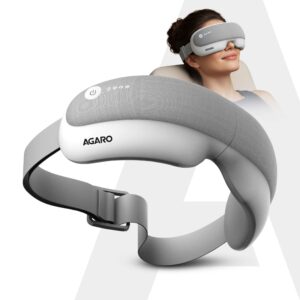 AGARO Elite Eye Massager, grey and white, with the adjustable strap