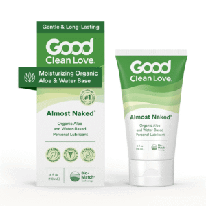 Good Clean Love Almost Naked water-based lubricant, 4 fl oz tube and carton