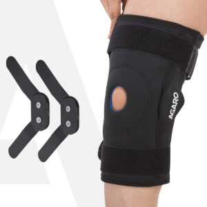 AGARO hinged knee support with open patella and adjustable hook-and-loop straps