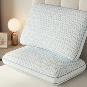 SweetNight cooling memory foam pillow two-pack with white covers on a bed
