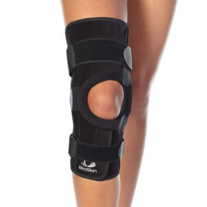 BioSkin wraparound patellar tracking knee brace in size 4XL with hinges and straps