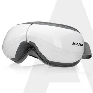 AGARO Supreme eye massager with heat, a folding over-the-eyes device with control button and strap — view 1