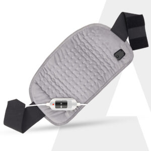 AGARO Ortho electric heating pad for back wrapped at the lumbar area with its 3-level temperature controller