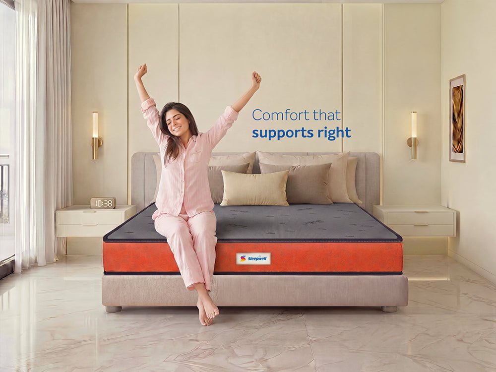 Sleepwell Ortho Pro orthopaedic mattress back pain option shown as a firm quilted double mattress — view 2