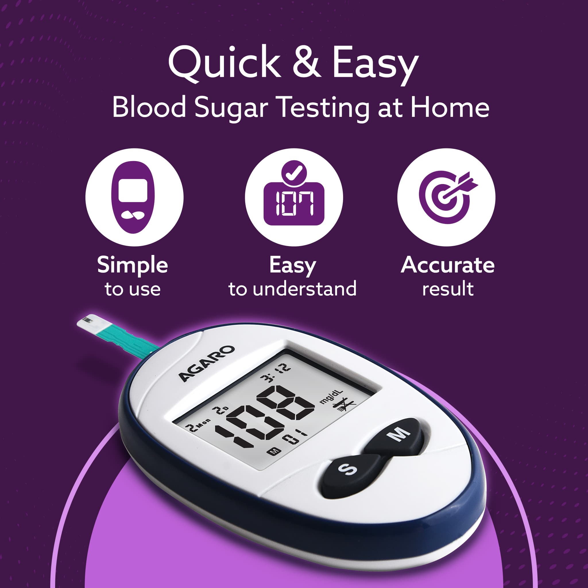 AGARO Glucometer GLM-76, product image from the AGARO listing
