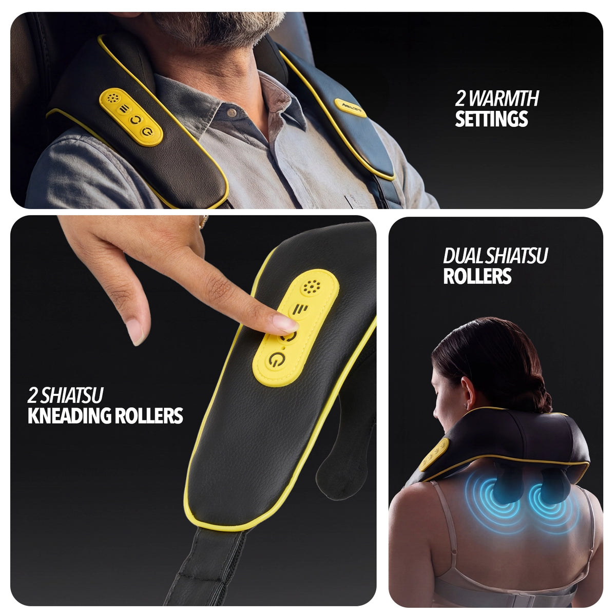 Boldfit UnKnot neck and shoulder massager being used across the upper back and shoulders — view 5