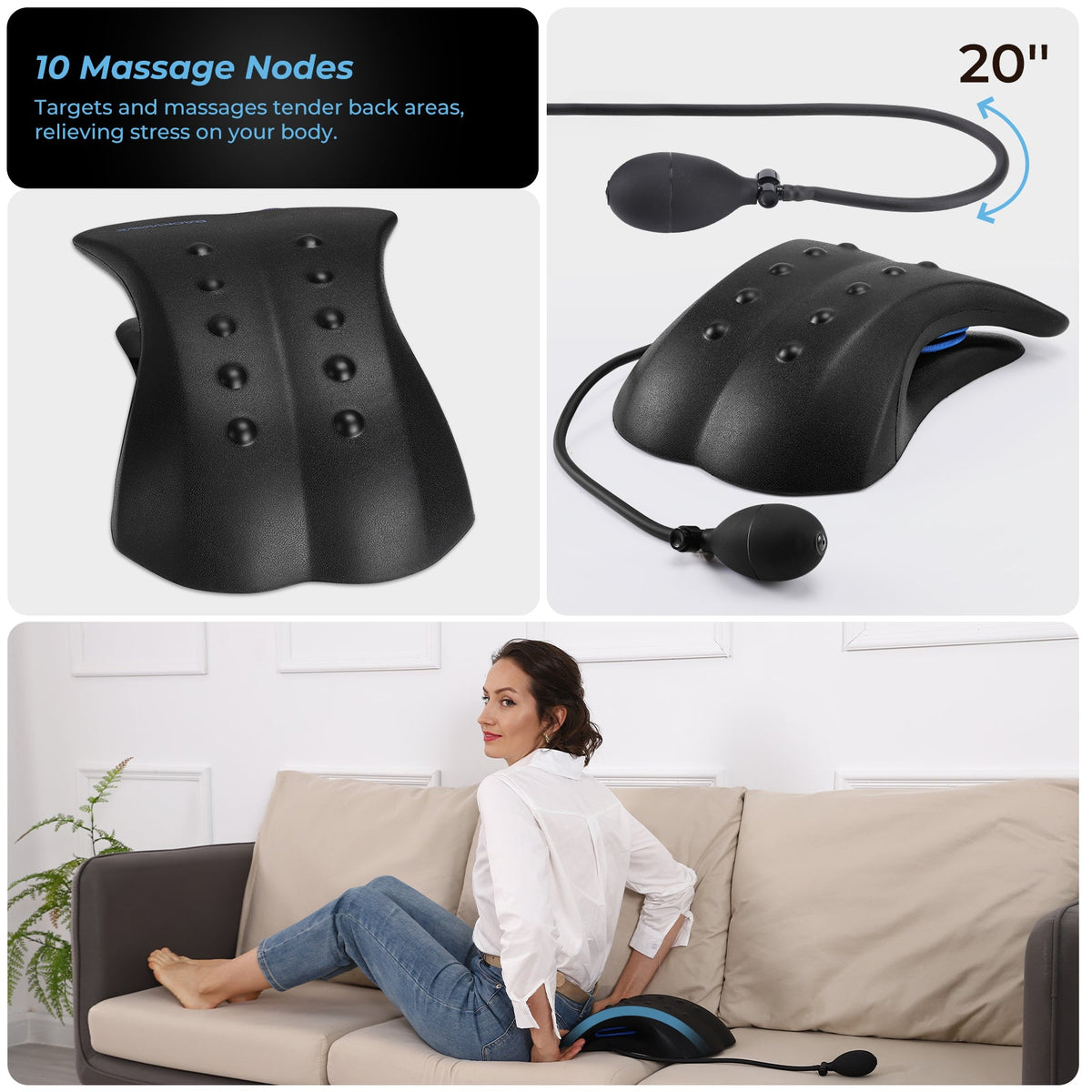 REATHLETE BackWave back stretcher arch with massage points and adjustable height settings — view 5
