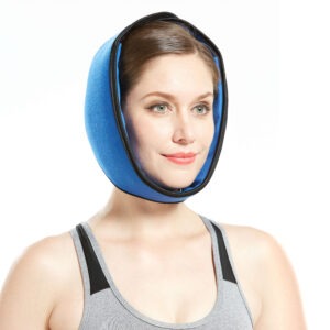Bodyprox face and jaw hot and cold wrap worn over the head and under the chin