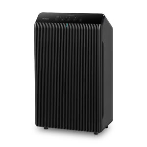 Winix 5510 air purifier, dark tower with vertical-ribbed front panel, angled view