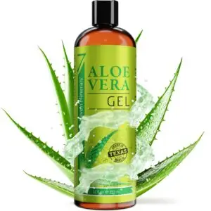 Seven Minerals Aloe Vera Gel 12 fl oz bottle with aloe leaves