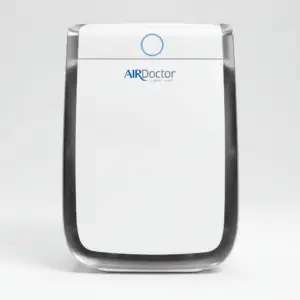 AirDoctor AD3500 Classic air purifier, front view with white panel and air quality halo light