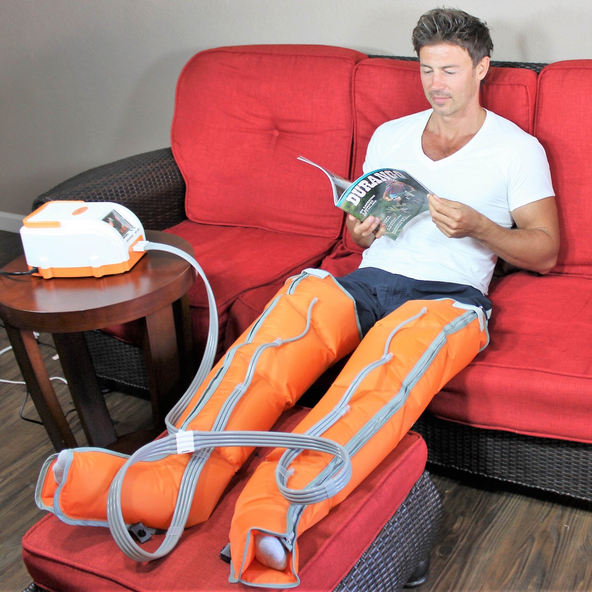 Air Relax AR-1.0 leg compression boots with digital control unit and a pair of leg sleeves — view 5