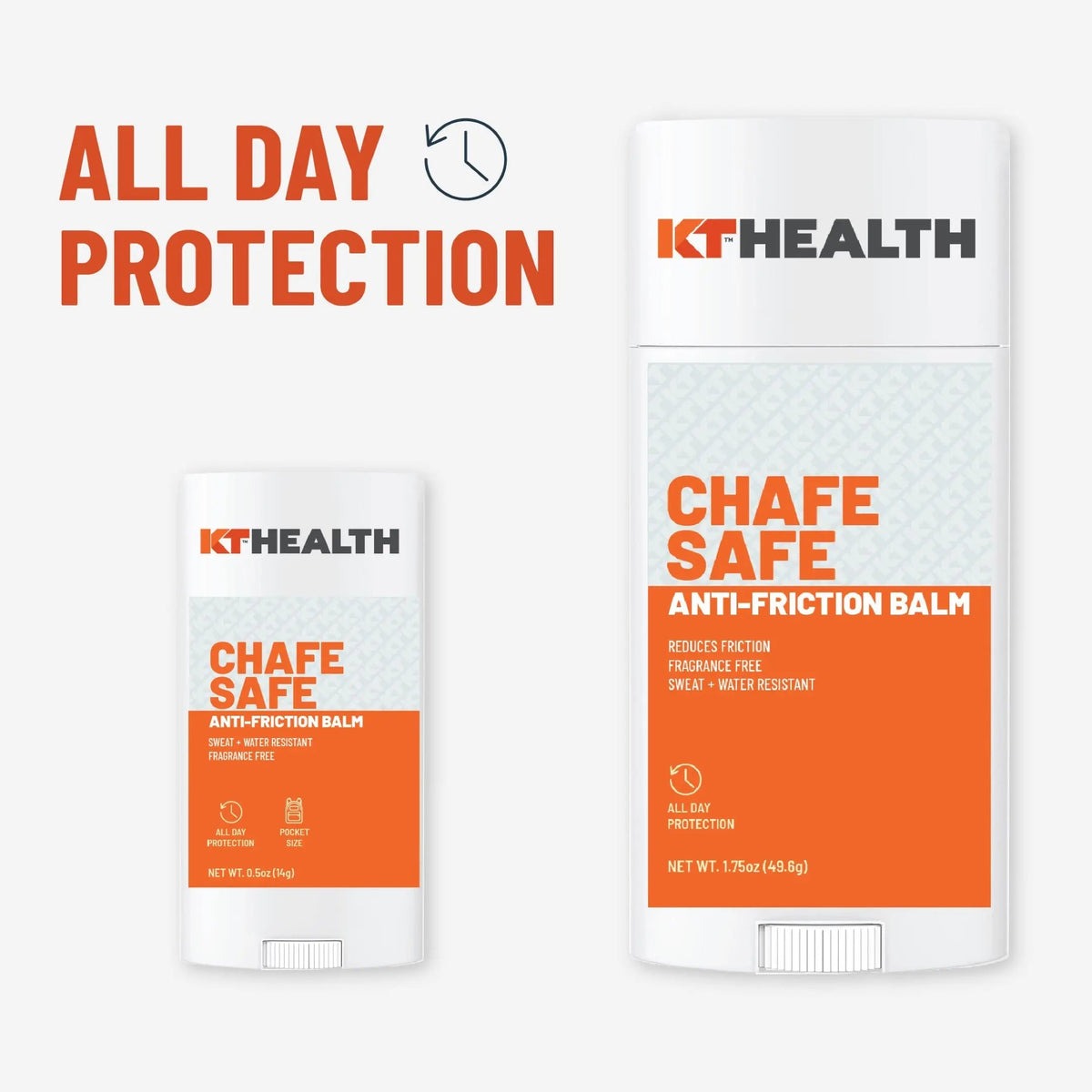 KT Tape Chafe Safe fragrance-free anti-chafe balm stick in large size, twist-up applicator — view 2