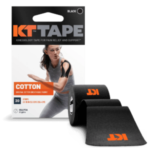 Box of purple KT Tape cotton kinesiology tape with 20 pre-cut 10-inch strips