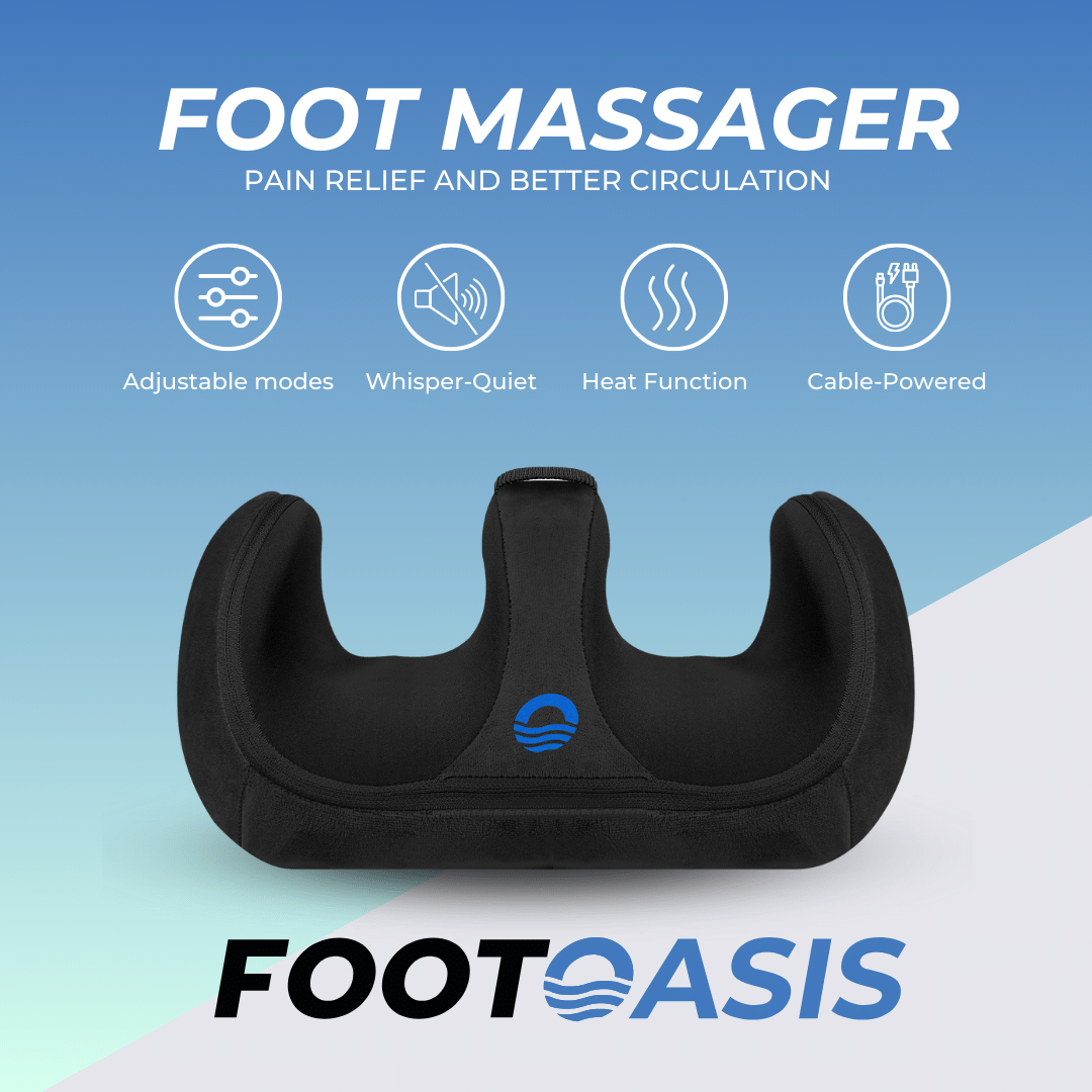 REATHLETE FOOTOASIS shiatsu foot massager with heat, shown with feet resting inside the padded device — view 3