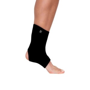 Black body helix ankle compression sleeve in size Small, shown flat