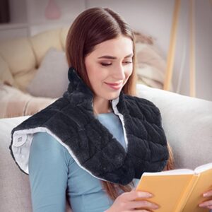 UTK weighted neck heating pad with curved high collar resting over the shoulders and upper back