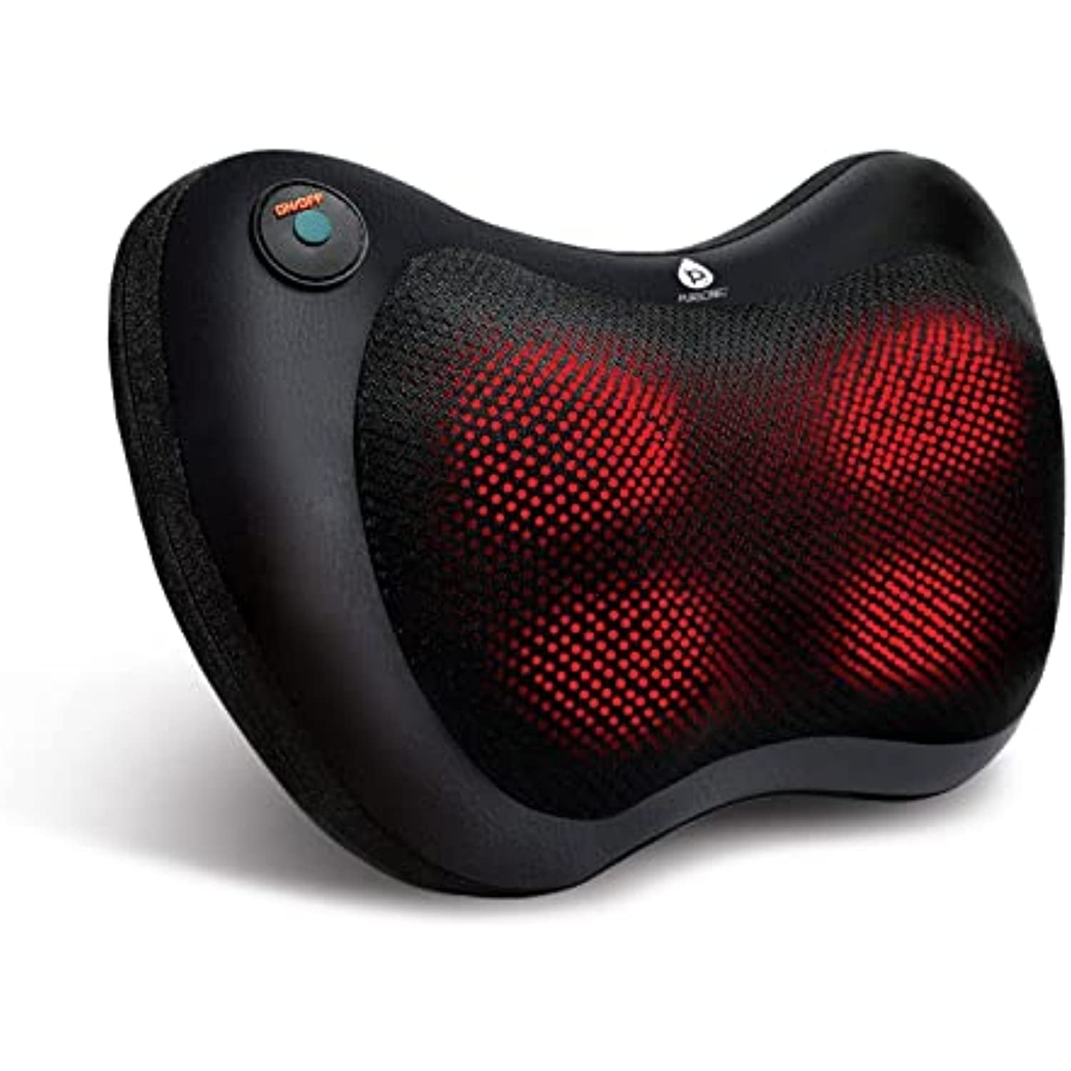 Pursonic shiatsu neck massager with heat function resting over a person's shoulders and upper back — view 2