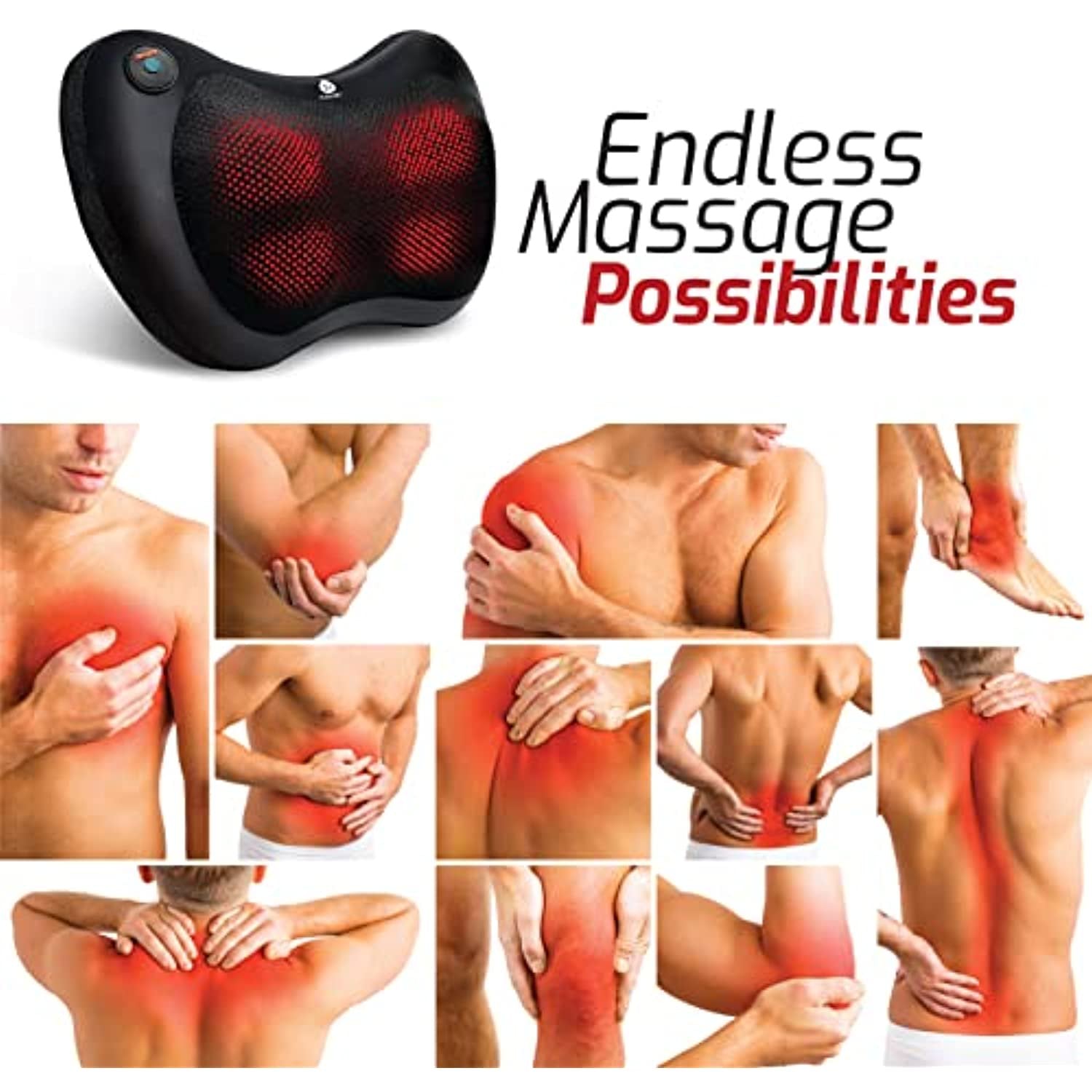 Pursonic shiatsu neck massager with heat function resting over a person's shoulders and upper back — view 3