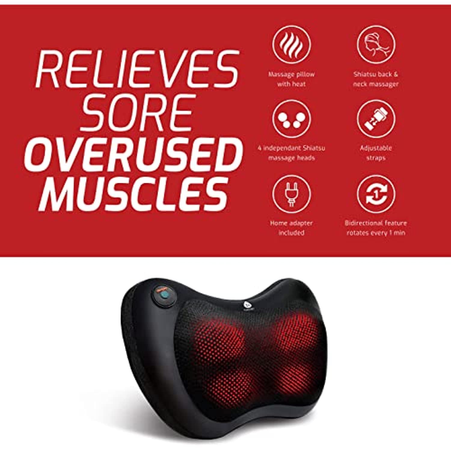 Pursonic shiatsu neck massager with heat function resting over a person's shoulders and upper back — view 4