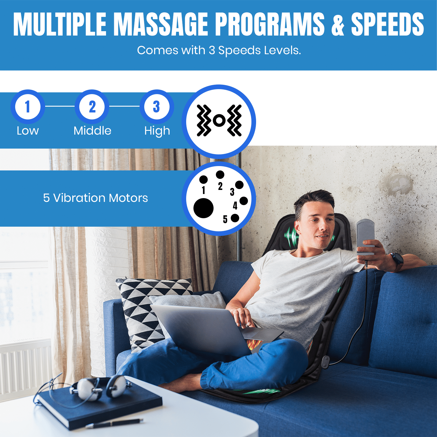 Pursonic heated massage chair cushion with shiatsu nodes strapped to an office chair — view 4