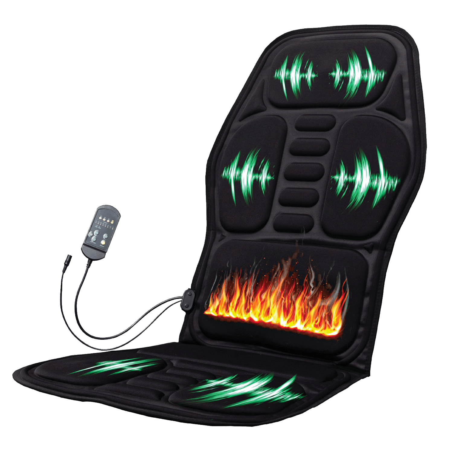 Pursonic heated massage chair cushion with shiatsu nodes strapped to an office chair — view 2