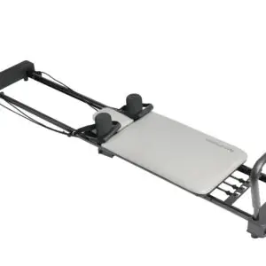 Stamina AeroPilates Reformer 287 home Pilates reformer with grey padded carriage, foot bar and black steel frame