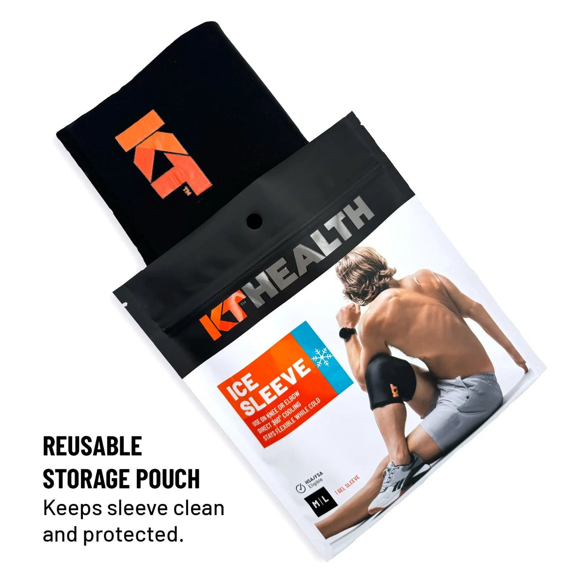 KT Tape KT Health reusable freezable knee ice sleeve for larger knees — view 4