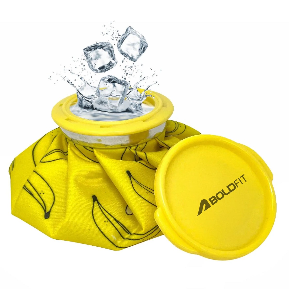 Boldfit pain relief ice bag with screw-top lid, filled with ice cubes — view 2