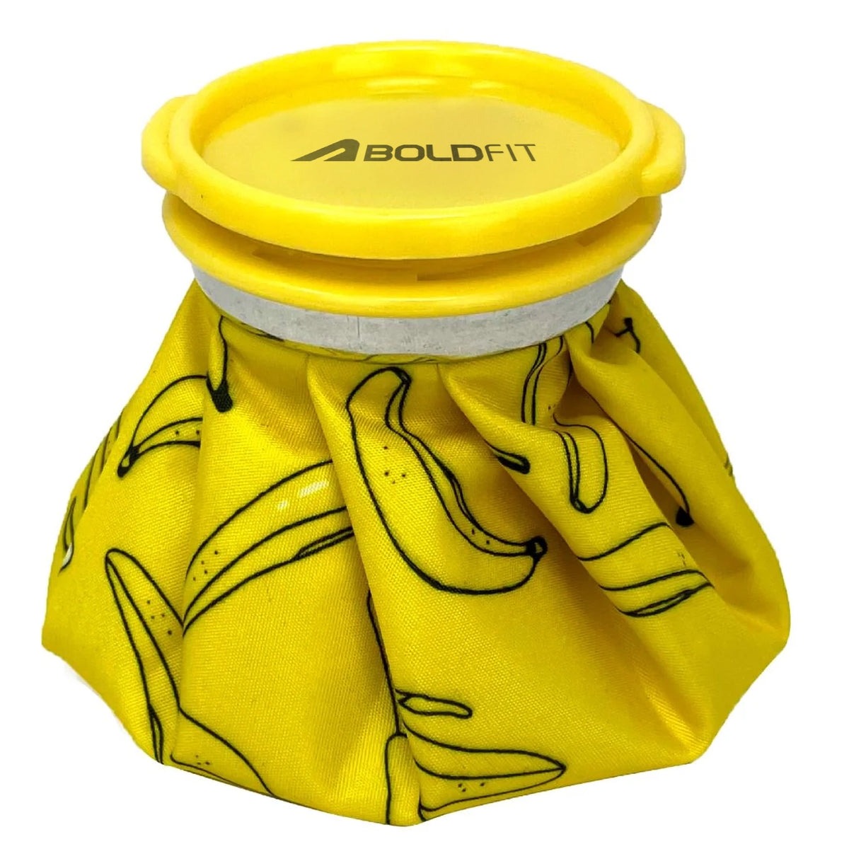 Boldfit pain relief ice bag with screw-top lid, filled with ice cubes