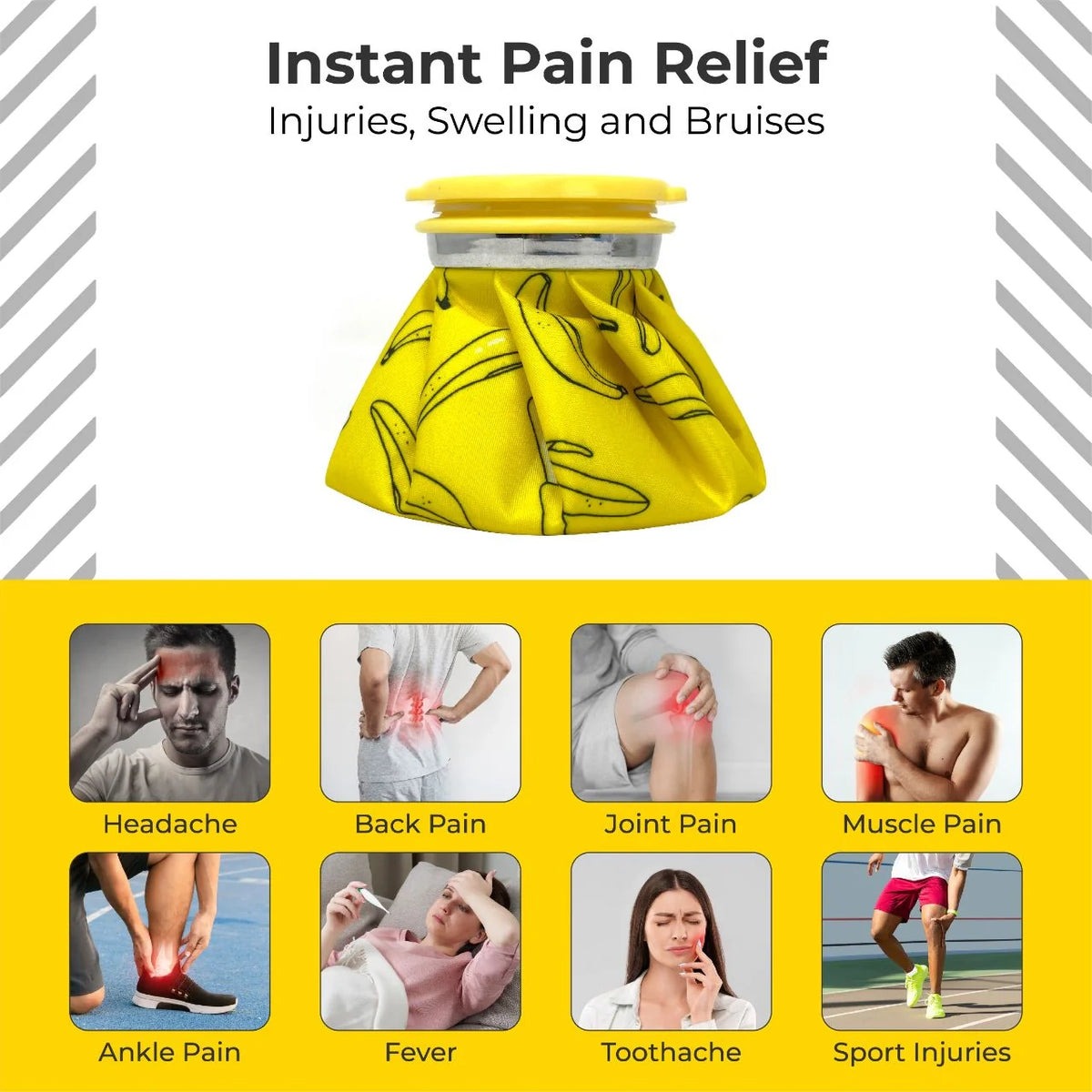 Boldfit pain relief ice bag with screw-top lid, filled with ice cubes — view 4