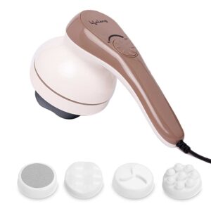 Lifelong LLM270 brown handheld body massager with five changeable massage heads