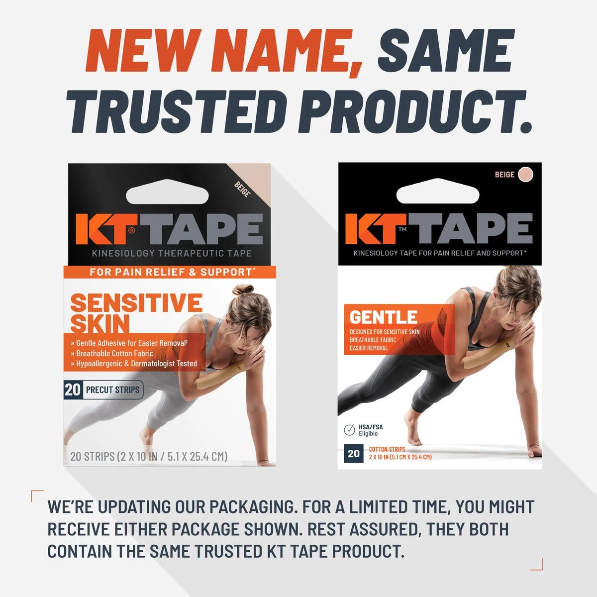 KT Tape Gentle box of kinesiology tape sensitive skin with 20 pre-cut strips — view 3
