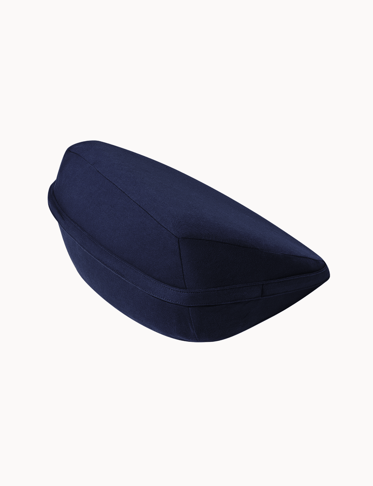 Dame Pillo in Indigo seen from the side, showing its sloped shape