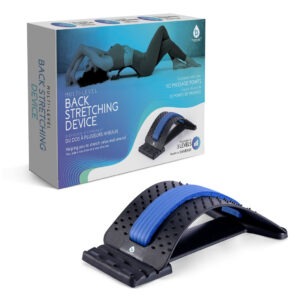 Black Pursonic back stretching device with arched frame and 90 massage points