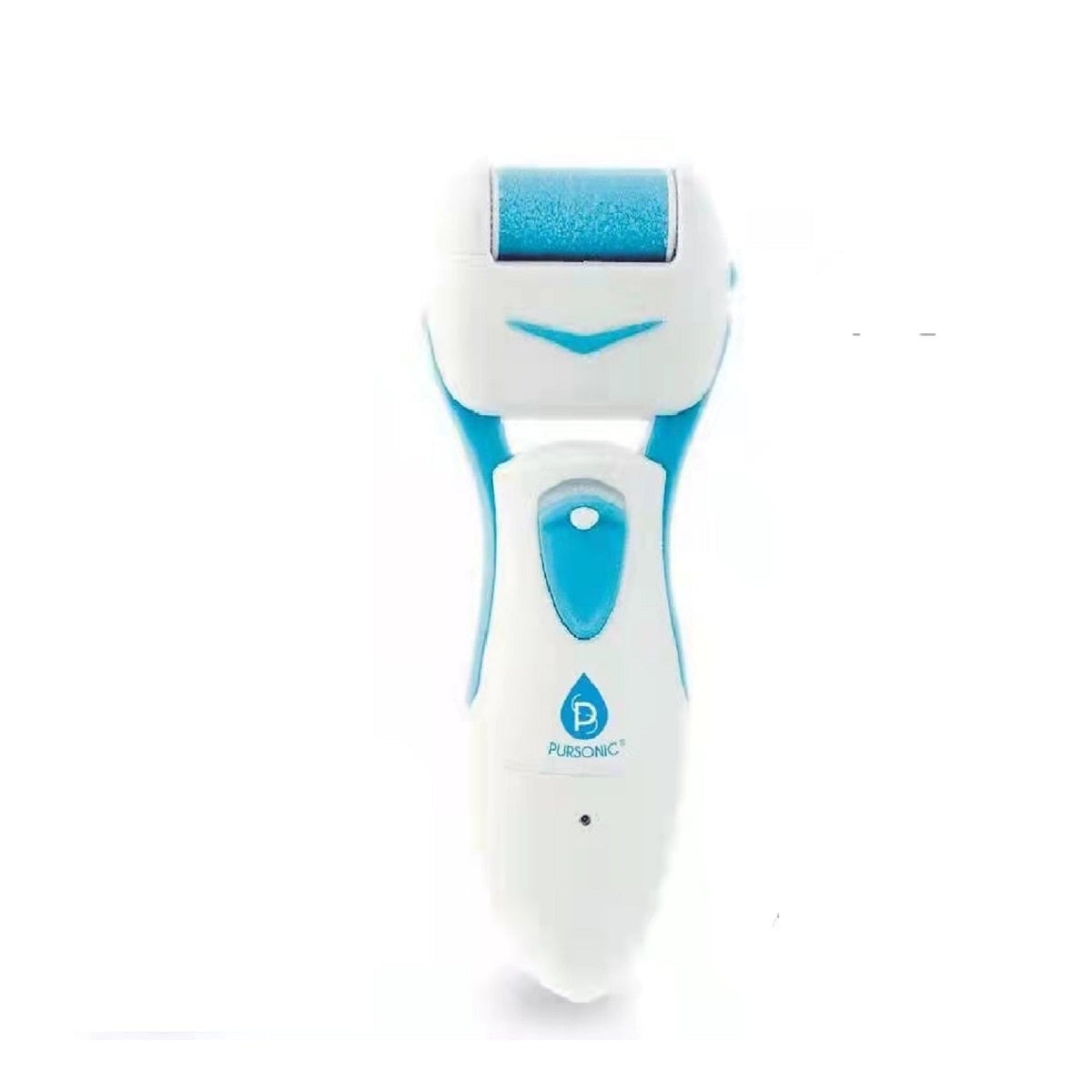 Blue Pursonic electric callus remover and foot smoother with rotating roller head — view 2