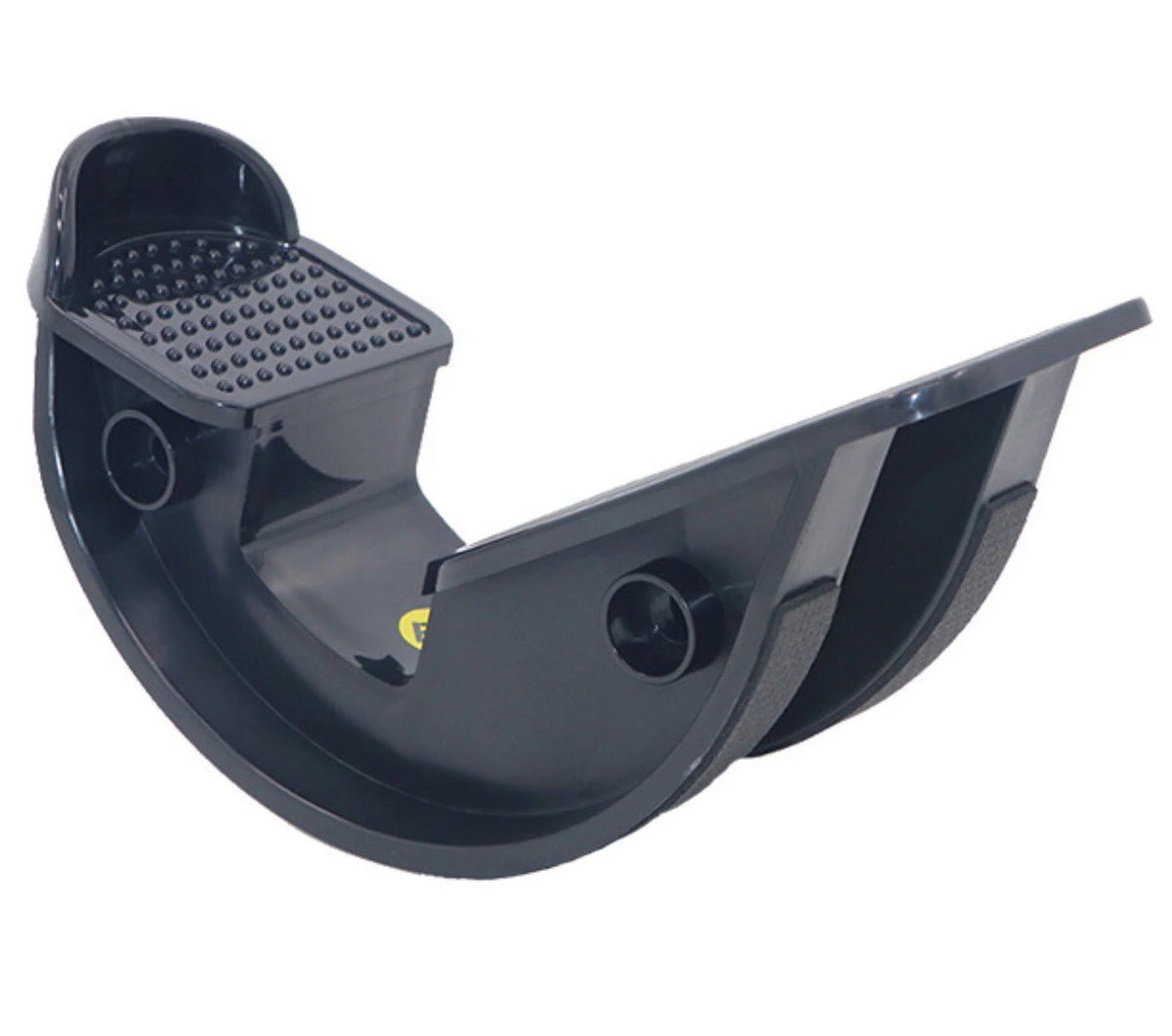 PlayMakar plantar fasciitis foot rocker stretching tool with a curved base on a floor — view 3